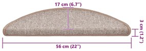 Tapetes de escada 30 pcs 56x17x3 cm castanho-claro