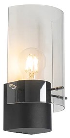 Candeeiro de parede vintage preto com vidro fumê - Vidra Moderno