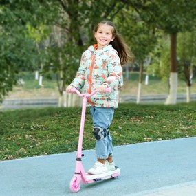 Trotinete Elétrica para Crianças Máx. 6 km/h Motor 80 W Autonomia Máxima 8 km com Luzes LED Travão Traseiro Rosa