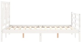 Estrutura de cama com cabeceira 140x200cm madeira maciça branco