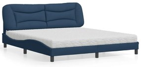 vidaXL Cama com colchão Hvar 180x200 cm tecido azul