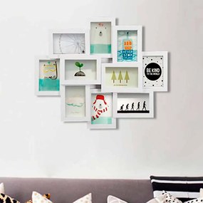 Moldura collage para 10 fotografias 60 x 49,3 x 3,6 cm branco