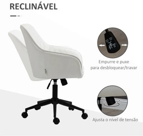 Cadeira de Escritório Olimpo Reclinável em Couro Artificial - Branco -