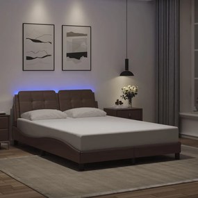 vidaXL Estrutura de cama c/ luzes LED 120x200cm couro artificial cinza