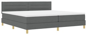 Cama Box Spring com Colchão &amp; LED Cinza Escuro 200x200 cm Tecido