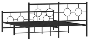 Estrutura de cama com cabeceira e pés 160x200 cm metal preto