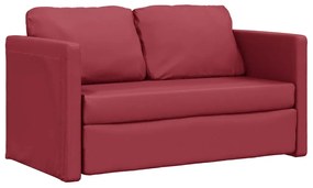 Sofá-cama sem pés 112x174x55 cm couro artificial vermelho tinto