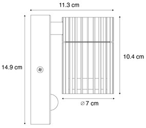 Candeeiro de parede exterior design preto com sensor de movimento IP44 - Boris Design