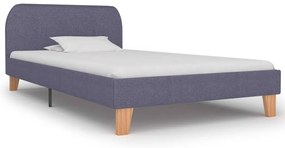 Estrutura de cama em tecido 90x200 cm cinzento-claro