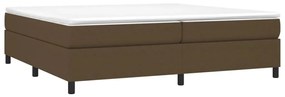 Estrutura de cama sem colchão 200x200 cm tecido castanho-escuro