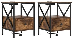 Armário de Cabeceira 2 pcs Carvalho fumado 41.5 x 40.5 x 55 cm
