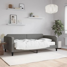 Sofá-cama com colchão 100x200 cm tecido cinzento-escuro