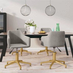 vidaXL Cadeiras de jantar giratórias 4 pcs veludo cinzento-claro