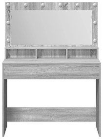 Mesa de Maquiagem vidaXL com Luzes LED Cinza Sonoma 100x41x135 cm