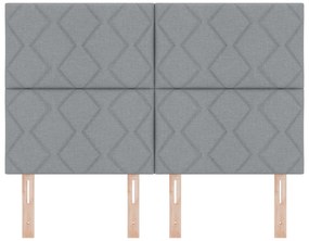 Cabeceira Design de Blocos de Diamante Cinza Claro 140 cm Tecido