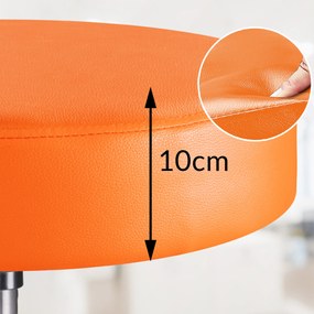 Banco giratória em 360° com rodas em couro sintético Ø35 x 48 x 46-60 cm Laranja