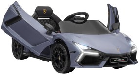 AIYAPLAY Carro Elétrico para Crianças Carro Lamborghini Revuelto com Bateria 12V Faróis LED e Música 105x60x40 cm Cinza