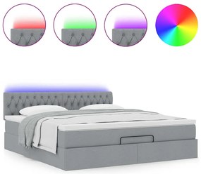 Cama otomana com colchão 160x200 cm tecido cinzento claro