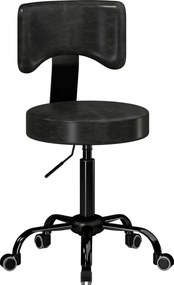 HOMCOM Banqueta com Rodas, Altura Ajustável 72-87,5cm, Banqueta de Massagem Assento e Encosto Estofados, Giratória 360°, Preto | Aosom Portugal