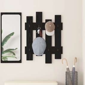 vidaXL Cabideiro de Parede Carvalho Preto 60 x 3 x 82 cm