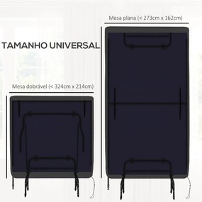 Capa para Mesa de Ping Pong com Fecho de Correr Anti-UV e Impermeável para Interior e Exterior 275x153x5 cm Preto