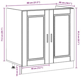 Armário de Freguês vidaXL "Porto" com Pia Cinza Sonoma 80x46x84,5 cm M