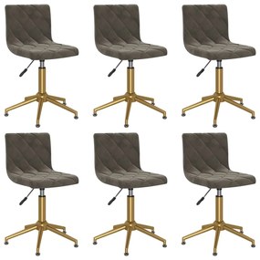 vidaXL Cadeiras de jantar giratórias 6 pcs veludo cinzento-escuro