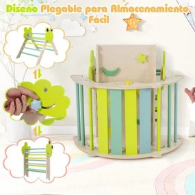 Conjunto triangular 7 em 1 de escalada para crianças pequenas com rampa, escada e arco Conjunto Montessori em madeira Verde