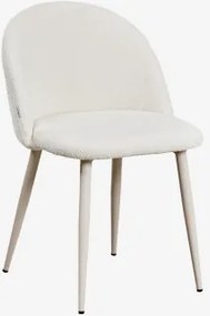 Pack De 2 Cadeiras De Jantar Estofadas E Em Aço Kana Beige Creme & Caracóis Blanco & Bouclé - Sklum
