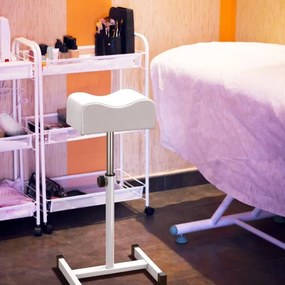 Apoio de pés para pedicure e manicure com altura regulável Almofada de 44-65 cm Equipamento profissional para salões de beleza Branco