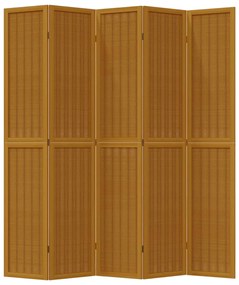Biombo c/ 5 painéis madeira de paulownia maciça castanho