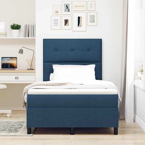 Cama Box Spring com Colchão Azul 120x200 cm Tecido