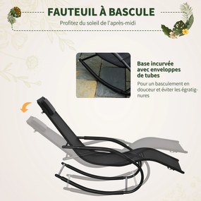 Cadeira de baloiço ergonómica com encosto, braços em metal galvanizado e tecido Textilene, 62 x 150