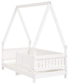 Estrutura de cama infantil 70x140 cm pinho maciço branco