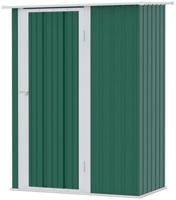 Outsunny Abrigo de Jardim 142x84x189cm Abrigo de Jardim de Aço Galvanizado com Porta Fechadura e Orifícios de Drenagem para Armazenamento de Ferramentas Verde