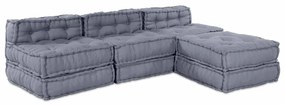Sofá Pouffe Modular Conversível para 4 Pessoas em Tecido Cinza