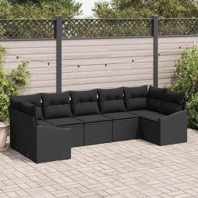 vidaXL Conjunto de Sofá de Jardim vitaXL com Almofadas Preto Rattan Polipropileno