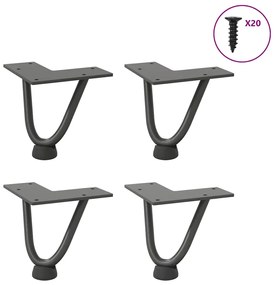 vidaXL Pernas de grampo para mesa de centro 4 peças antracite 10 cm aço maciço
