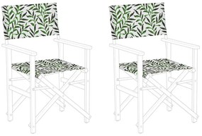 Conjunto de 2 capas verde e branco motivo folhas para cadeiras CINE Beliani