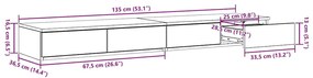 Gavetas de cama em Cinza Cimento - 135x36.5x16.5 cm Feitas de Madeira