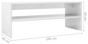 Mesa de centro 100x40x40 cm contraplacado branco brilhante