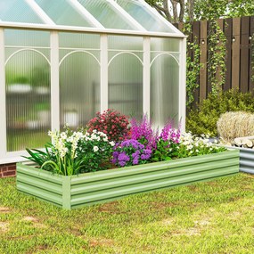 Floreira de Jardim Retangular, 241 x 905 x 30 cm, Chapa de Aço Ondulada, Verde-Claro