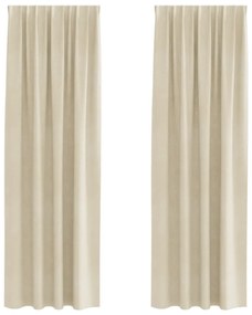 Cortinas Blackout vidaXL com fita superior 2 pcs Veludo Creme
