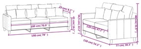 2 pcs conjunto de sofás com almofadões veludo cinzento-claro