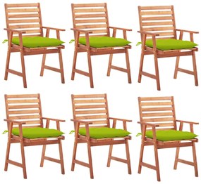 vidaXL Cadeiras de jantar p/ jardim 6 pcs c/ almofadões acácia maciça