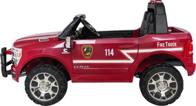 Jipe elétrico para Crianças 24V RAM 3500 Bombeiros Rodas de espuma EVA, assento Couro ecológico Vermelho