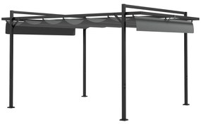 Outsunny Pérgola 3x4 Pérgola de Jardim com Teto Retrátil de Poliéster