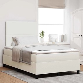 vidaXL Cama Box Spring com Colchão Creme 120x200 cm Tecido de Corduroy