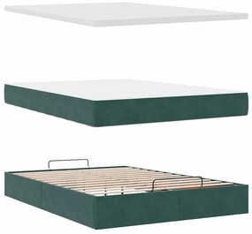 Estrutura cama otomana colchões 140x200 cm veludo verde escuro
