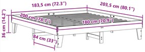Cama sem colchão 180x200 cm madeira de pinho maciça branco